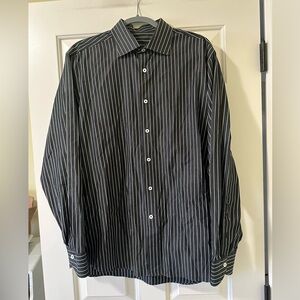Canali black & white designer button dress shirt 43/17